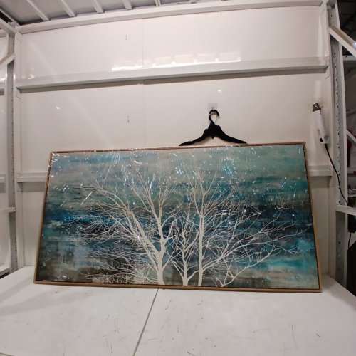 FRAMED ABSTRACT TREE WALL ART CANVAS -12FT X 6FT - BLUE image 2