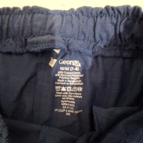 GEORGE GIRLS COTTON SHORTS - MEDIUM - SIZE 7-8 - NAVY BLUE image 4