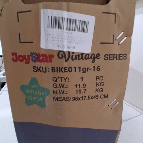 KID'S JOYSTAR 16" VINTAGE STYLE BICYCLE WITH BASKET & TRAINING WHEELS - VINTAGE AQUA GREEN (MODEL: BIKE011GR-16) image 3