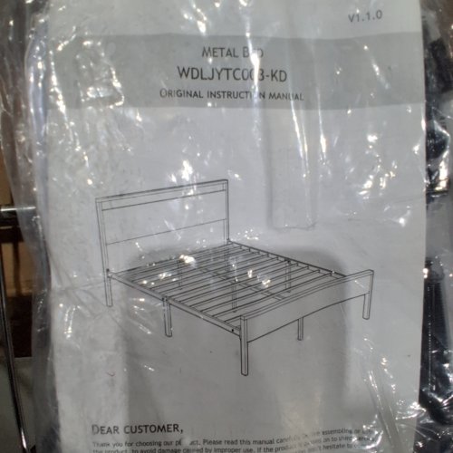 SHA CERLIN METAL PLATFORM BED FRAME WITH WOODEN HEADBOARD AND FOOTBOARD - 14" QUEEN - BLACK image 2