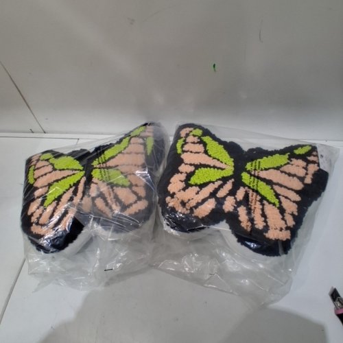 2PK TEEN HOME BUTTERFLY DECORATIVE THROW PILLOW - 18" X 17" - GREEN/PINK image 2