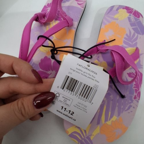 GIRL'S GEORGE FLORAL FLIP-FLOPS - 11-12 - PINK/PURPLE (STYLE: 74FLORALM26) image 3