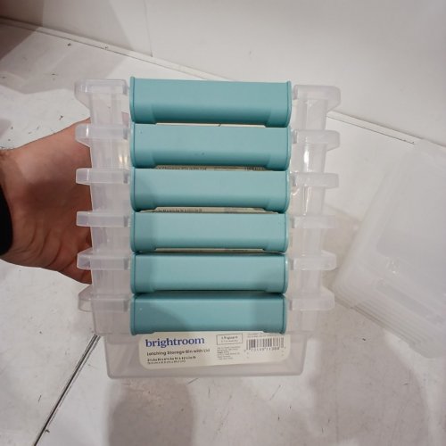 6PK BRIGHTROOM LATCHING STORAGE BIN WITH LID - 1.9 QT - TEAL image 4