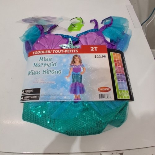 2PC GIRL'S GOODMARK MISS MERMAID COSTUME SET - 2T - PURPLE/TURQUOISE image 3