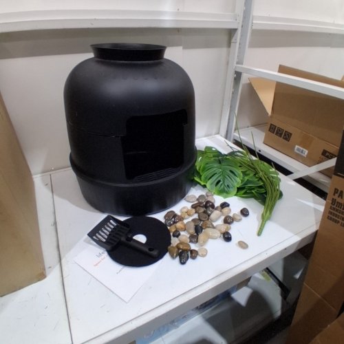 LIFEWIT CAT LITTER BOX WITH FAUX PLANT & SCOOP- 19.7" X 19" - BLACK (MODEL: 23061) image 2