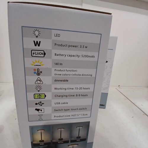 2PK SJIE CORDLESS RECHARGABLE TOUCH CONTROL TABLE LAMPS WITH MEMORY FUNCTION - 11" - 3.5W, 5200 MAH, 140 LM - GREY image 3