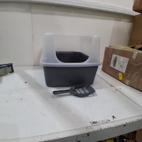 IRIS USA LARGE CAT LITTER BOX OPEN TOP CAT LITTER PAN - 12" X 15" X 19" - GREY image 2