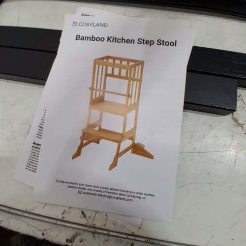 COZYLAND MULTIFUNCTIONAL TODDLER BAMBOO KITCHEN STEP STOOL OR SIDE TABLE WITH ANTI-SLIP - UP TO 150LBS - BLACK image 5