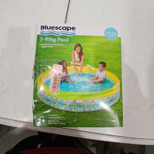 BLUESCAPE GREEN TROPICAL 3-RING INFLATABLE SWIMMING POOL FOR KIDS - 65" - BLUE/YELLOW image 3