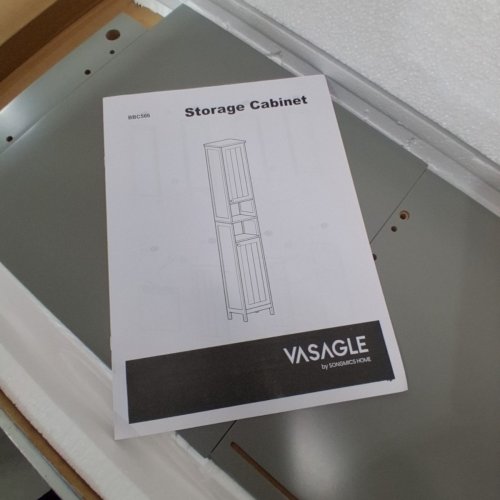 VASAGLE BATHROOM CABINET WITH LIGHTS AND ADJUSTABLE SHELVES - 40" X 15" X 7.4" - WHITE (MODEL: BBC566W02) image 3