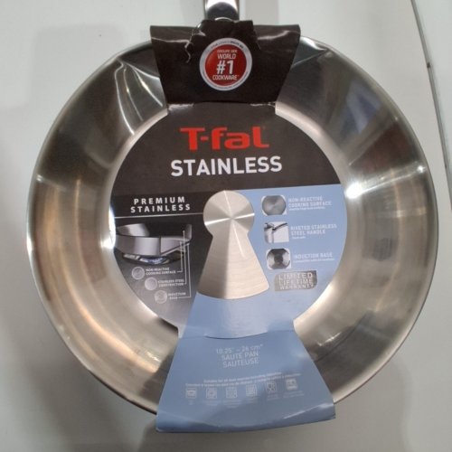 T-FAL STAINLESS STEEL FRYPAN - 10" - SILVER image 4