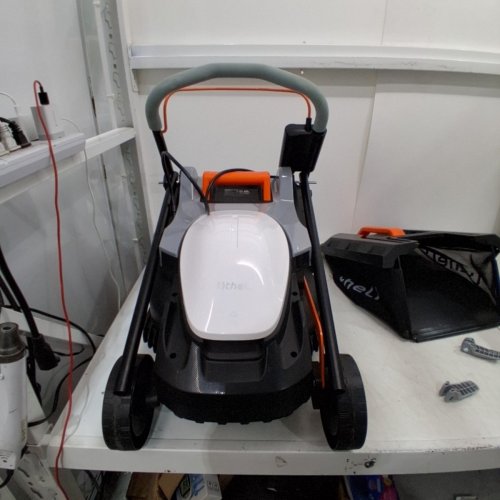 LITHELI U20 HANDY SERIES BRUSHLESS LITHIUM-ION PUSH CORDLESS ELECTRIC LAWN MOWER - 20V - 2AH - 13" - WHITE/BLACK/ORANGE (MODEL: U20L-M02-0A110) image 3