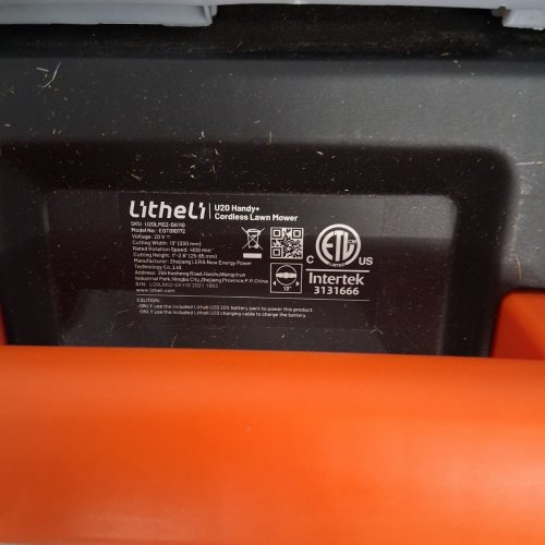 LITHELI U20 HANDY SERIES BRUSHLESS LITHIUM-ION PUSH CORDLESS ELECTRIC LAWN MOWER - 20V - 2AH - 13" - WHITE/BLACK/ORANGE (MODEL: U20L-M02-0A110) image 7