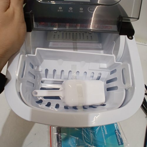 EUHOMY COUNTERTOP ICE MAKER MACHINE WITH HANDLE, BASKET AND SCOOP - MAKES 26LB/DAY - BLACK (MODEL: IM001-BBL-CAEH) image 4