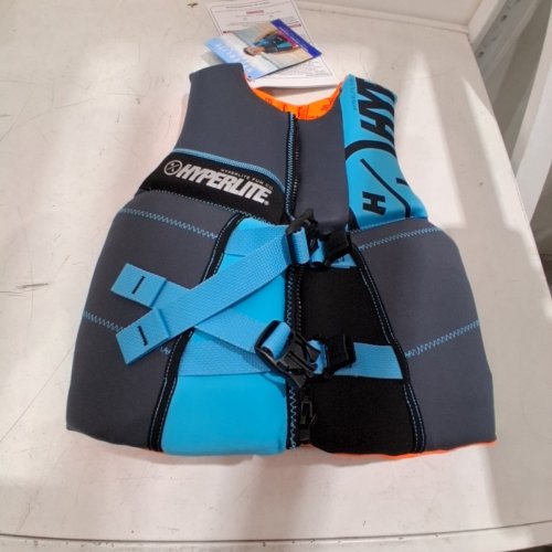 YOUTH HYPERLITE PFD VEST- 55LBS - 88LBS - BLUE/GREY/ORANGE (MODEL: 1819492) image 2