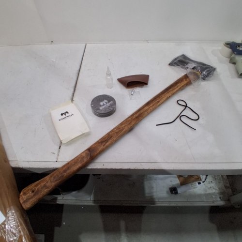 DWFKHT HAND FORGED AXE WITH SHEATH - 14.4" - WOOD\CARBON STEEL image 3
