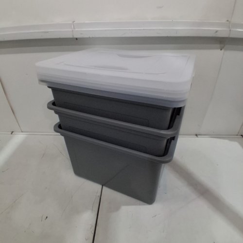3PK IRIS USA PLASTIC STORAGE BIN TOTE - 35QT - GREY (MODEL: FB-21E/FB-21EE) image 5