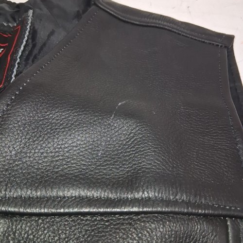 MENS FOXKULL LEATHER MOTORCYCLE VEST WITH ADJUSTABLE SIDE LACE - MEDIUM - BLACK (STYLE: B0DXF7YWC4) image 3