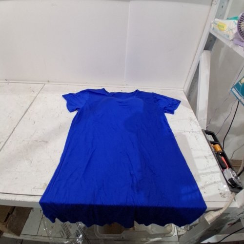 WOMEN'S CASUAL SUMMER T SHIRT DRESS WITH BUILT IN CUPS - 4XL - BLUE image 2