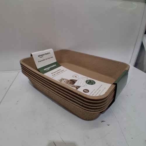 6PK AMAZON BASICS DISPOSABLE CAT LITTER BOX - LARGE - 14.4" X 18.1" X 3.9" - (MODEL: B0DRM2GFC7) image 3