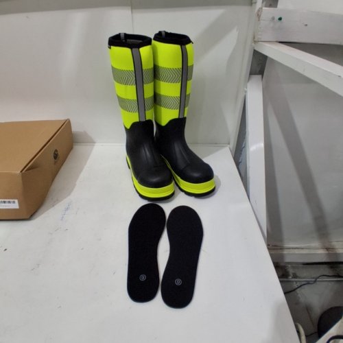 MENS TERRATRAX WATERPROOF STEEL TOE NEOPRENE MUCK MUD BOOTS WITH ANTI-SLIP OUTSOLE - 9 - YELLOW/BLACK - (STYLE: BJ02-N8) image 2