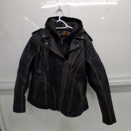 WOMEN'S MILWAUKEE LEATHER RUB-OFF LEATHER JACKET WITH REMOVABLE HOODIE - LARGE - BLACK (STYLE: MLL2516) image 2
