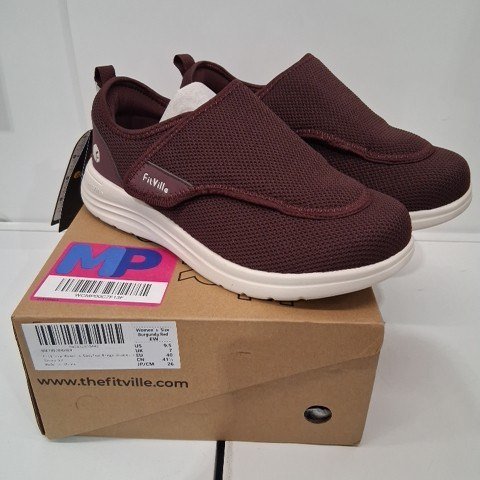 WOMEN'S FITVILLE SLIP-ON SHOES - 9.5 EXTRA WIDE - BURGUNDY image 2