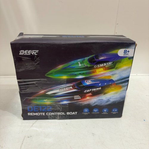 2PK KIDS DEERC REMOTE CONTROL RACING BOAT WITH LED LIGHTS AND 4 BATTERIES - 13 " - GREEN / RED image 4