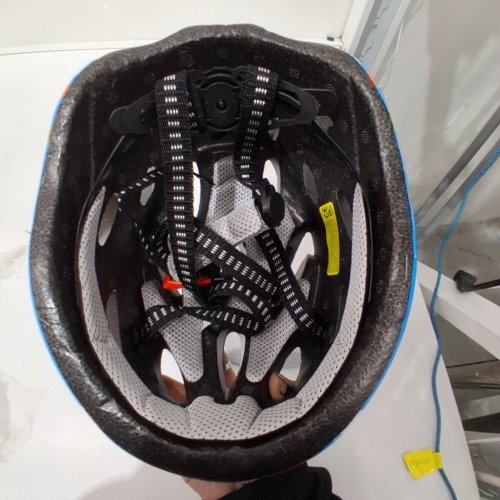KID'S JINWEN BIKE HELMET - 10" X 8" X 5" - BLUE/GREEN/YELLOW image 2