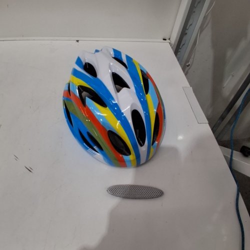 KID'S JINWEN BIKE HELMET - 10" X 8" X 5" - BLUE/GREEN/YELLOW image 3