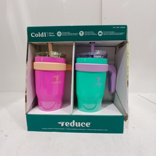 2PK REDUCE VACUUM INSULATED TUMBLERS - 24OZ - PINK/MINT (MODEL: 1796134) image 2