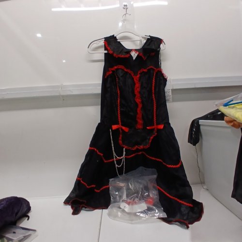 2PC WOMEN'S GOTHIC DOLL COSTUME SET - LARGE (10-12) - BLACK / RED (ITEM: 4566A) image 2