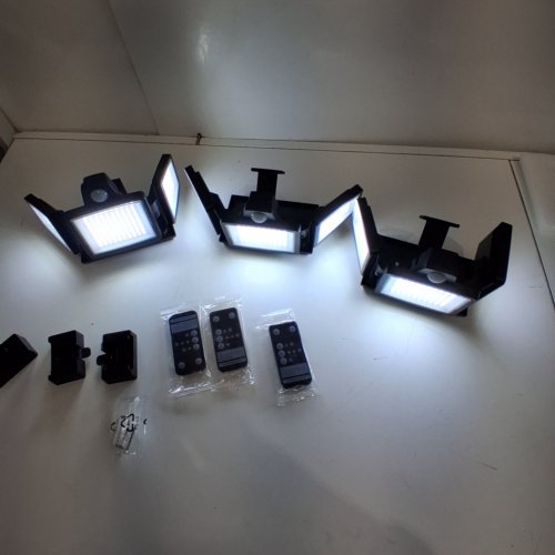 3PK SOLAR POWERED OUTDDOR LIGHTS WITH MOTION SENSOR AND REMOTE CONTROL - 6500K, 2500LM - BLACK image 2