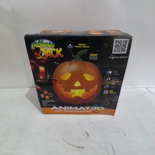 JABBERIN JACK MOTION SENSOR TALKING ANIMATED PUMPKIN WITH BULT IN VIDEO PROJECTION - 12'' - ORANGE image 3