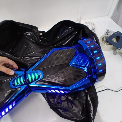 WEELMOTION HOVERBOARD ALL TERRAIN 6.5" WHEELS / VIBRANT LIGHTS & MUSIC SPEAKER - 220LBS MAX - CHROME BLUE (MODEL: WM-05) image 2
