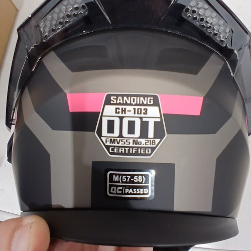 SANQING ADULT MODULAR FLIP-UP FULL FACE MOTORCYCLE HELMET - M (57-58) - BLACK / PINK (MODEL: CH-103) image 2