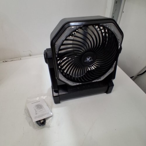 20000 MAH BATTERY OPERATED RECHARGEABLE PORTABLE CAMPING FAN WITH 3 MODES LED LIGHT & HANGING HOOK - BLACK (MODEL: D10) image 3
