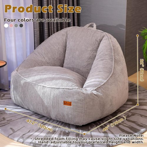 UODERS BEAN BAG CHAIR - 32"X47" - LIGHT GREY (MODEL: LMDO-001LIGHTGRAY-CA) image 2