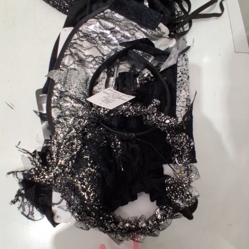 3PC DARK SPARKLE ANGEL COSTUME - LARGE 10/12 - BLACK SILVER image 3