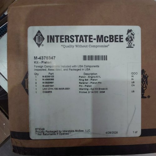 INTERSTATE-MCBEE PISTON KIT FOR CUMMINS B/ISB/QSB APPLICATIONS - 6.7 L ENGINE (MODEL: M-4376347) image 2