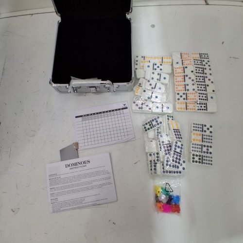 83PC TRADITIONAL UNBRANDED DOMINOES IN ALUMINUM CASE image 2