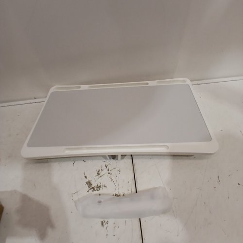 NIFBANG PORTABLE ADJUSTABLE HEIGHT FOLDING LAPTOP BOOK STAND - 21" X 12" X 9.2"-13.1" - WHITE/GREY (MODEL: image 2