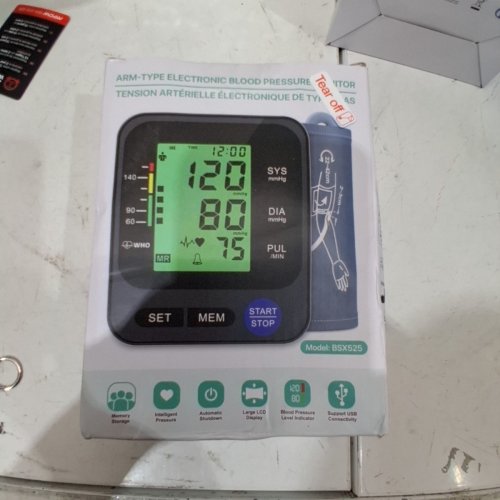 BLOOD PRESSURE MONITOR WITH 3 COLOUR BACKLIT SCREEN 2X99 MEMORY WITH UPPER ARM LARGE CUFF - BLACK (MODEL: BSX525) image 5