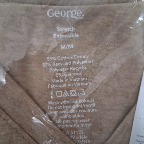MEN'S GEORGE SHORT SLEEVE V NECK STRETCH T-SHIRT - MEDIUM - TAN (STYLE: GRS61027MN) image 2