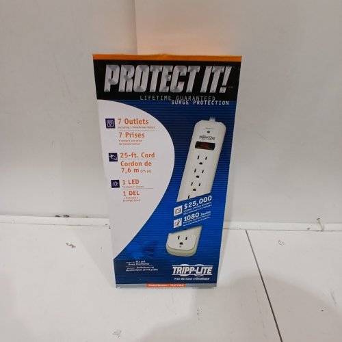 TRIPP LITE 7-OUTLET SURGE PROTECTOR POWER BAR WITH 25FT CORD - 1080 JOULES - LIGHT GREY (MODEL: TLP725) image 2