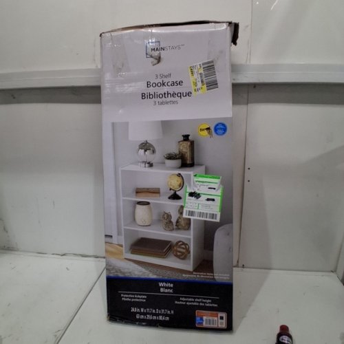 MAINSTAYS 3 SHELF BOOKSHELF WITH ADJUSTABLE SHELF HEIGHS - 11.7" X 24.8" X 31.7" - WHITE (MODEL:MS19-D1-1009-21) image 3