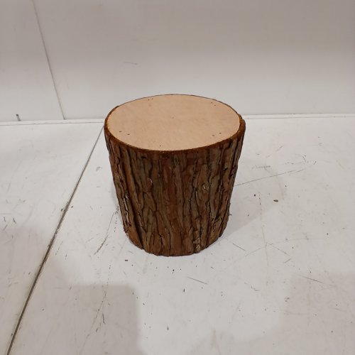 FAUX WOOD TREE STUMP DECOR - 6" - BROWN image 2