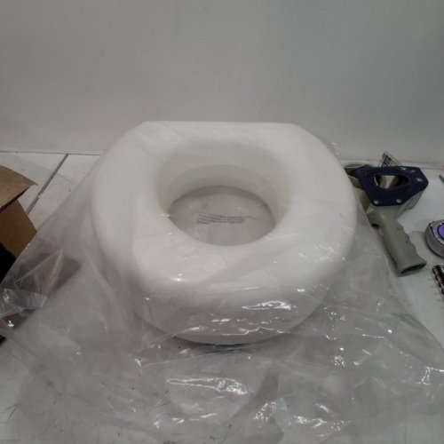 HEALTHSMART RAISED TOILET SEAT RISER FOR ELDERLY, PORTABLE ELEVATED HANDICAP TOILET SEAT 5" HEIGHT- WHITE image 2