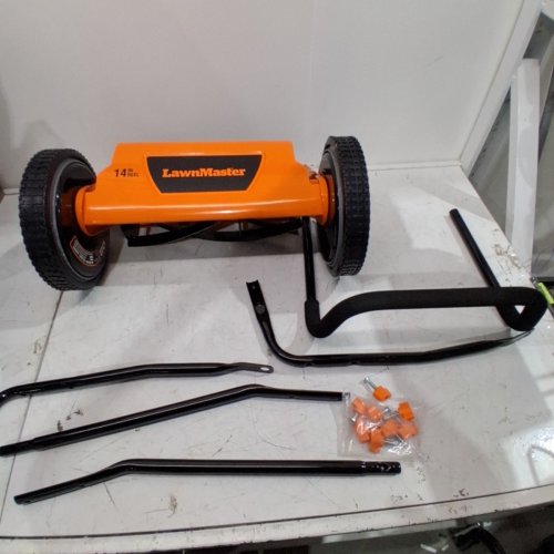 LAWNMASTER PUSH REEL LAWN MOWER - 14" - BLACK/ORANGE (MODEL: LMRM1401) image 2