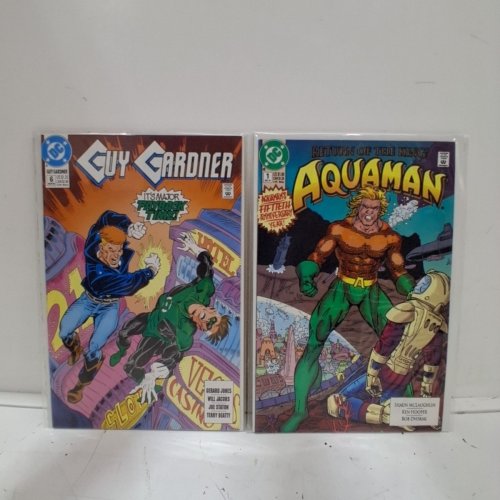 4 ASSTD DC COMIC BOOKS - DOOM PATROL #50, DEATHSTROKE THE TERMINATOR #20, AQUAMAN #1, GUY GARDNER #6 - VARIOUS AUTHORS image 3